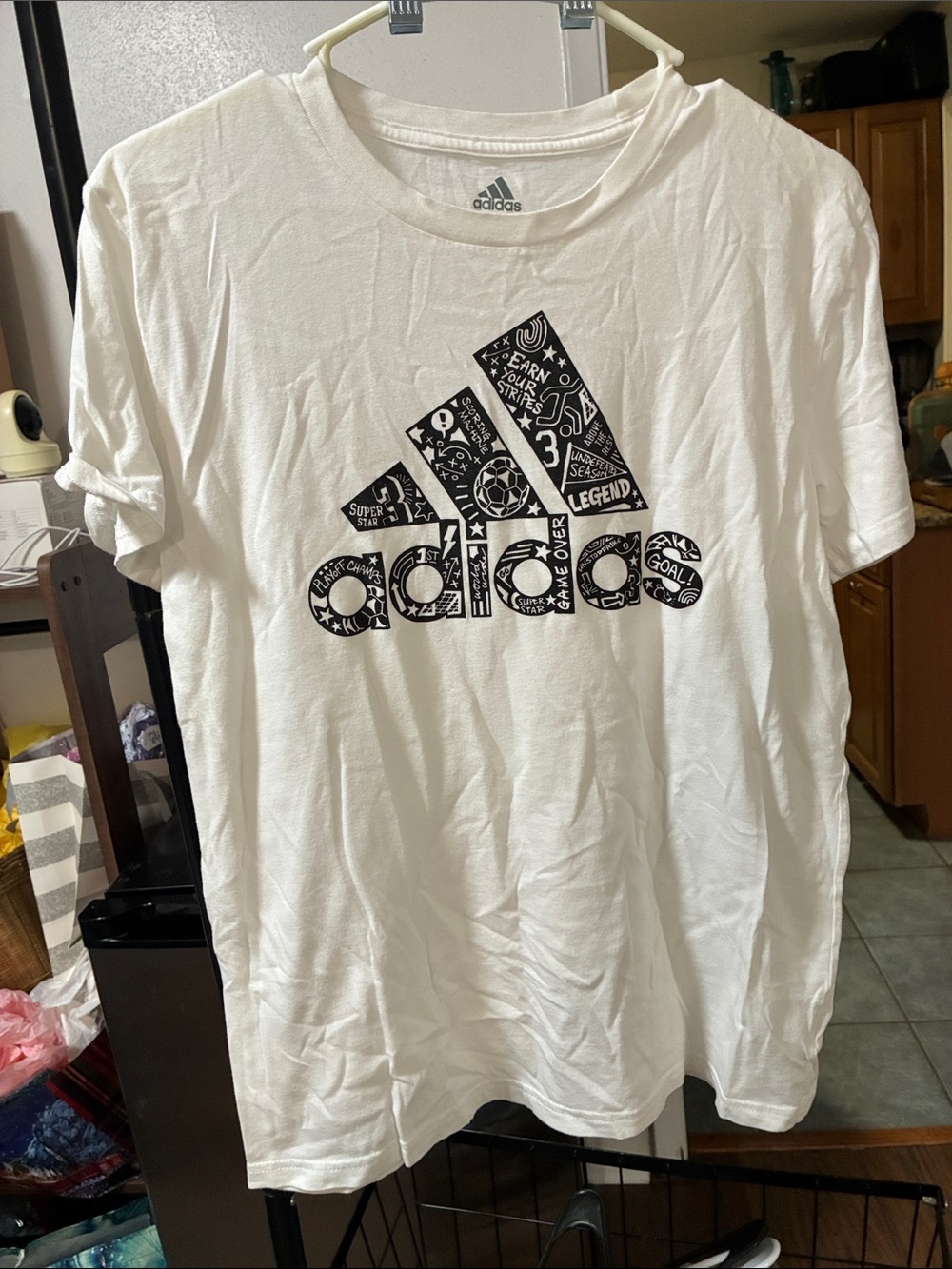 adidas White Tee with Black Graphic Logo